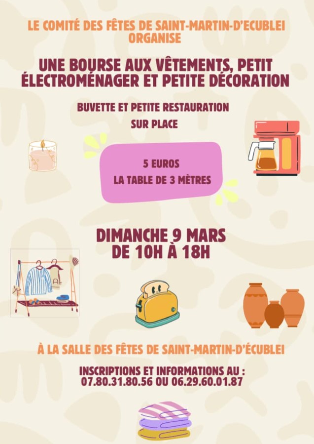 Bourse aux vêtements, petit électroménager et petite décoration